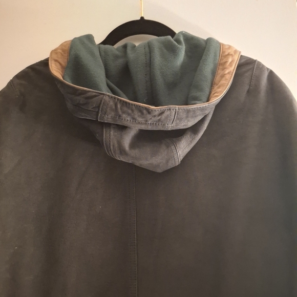 Vintage Winlit Navy and Brown Women's Suede And Leather Bomber Jacket - Picture 3 of 9